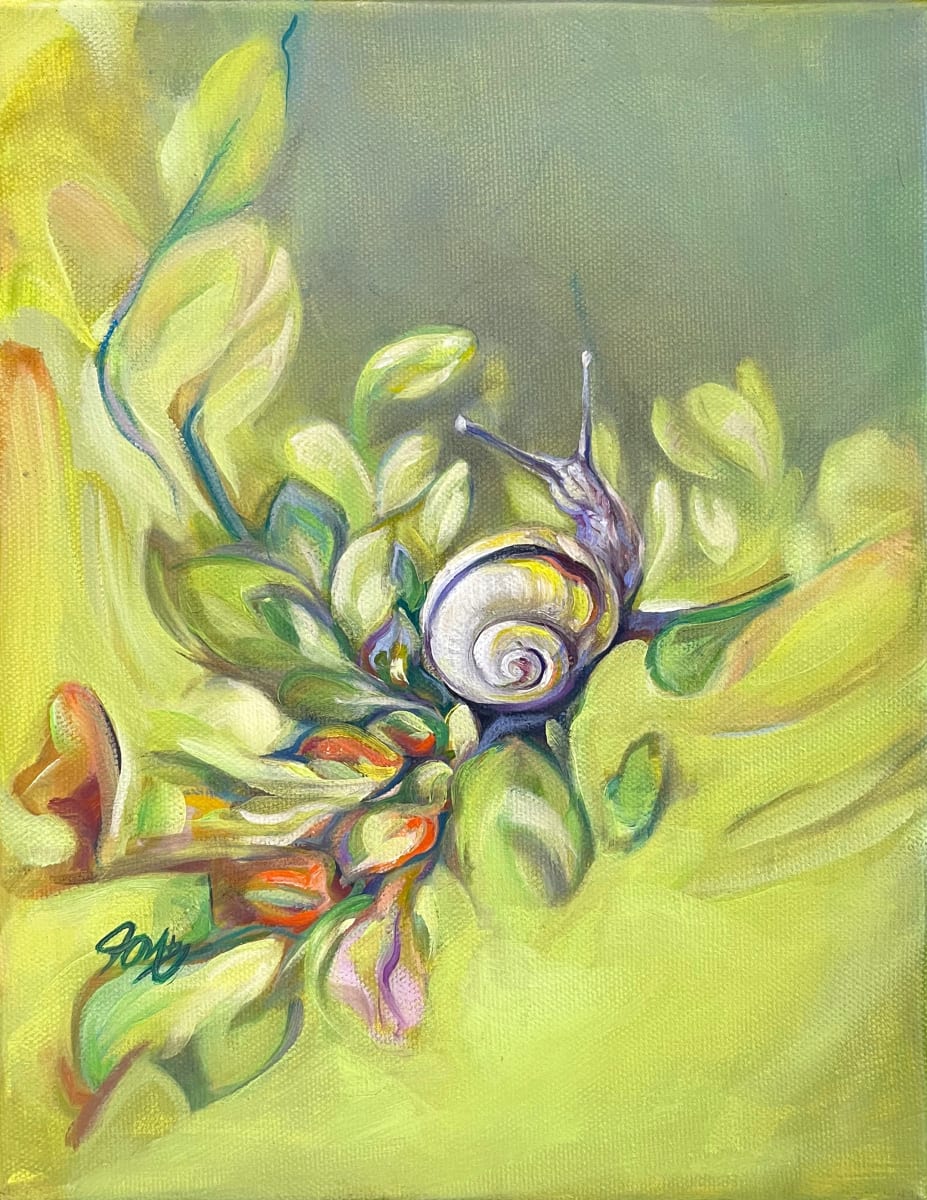 Snail in an Abstract Land I by Jessica Monroe Art 