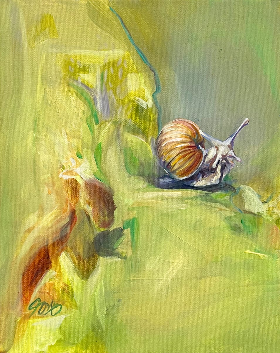 Snail in an Abstract World II by Jessica Monroe Art 
