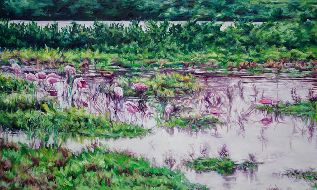 Spoonbills (Unfinished) by Jessica Monroe Fine Art 