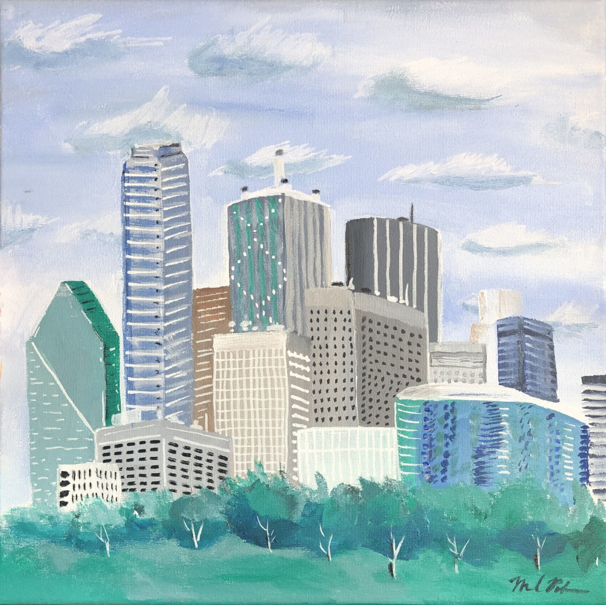 Skyline (Green & Blue) by Mari Pohlman 