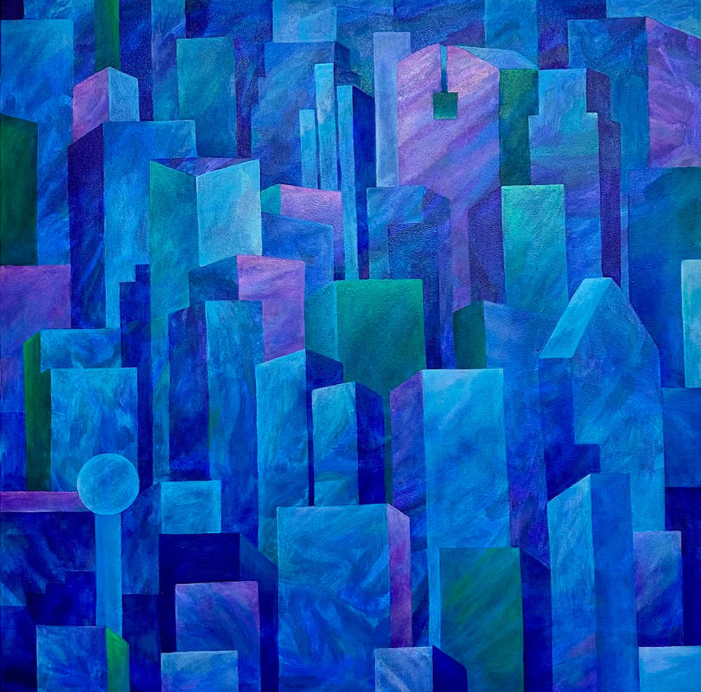 Skyline (Blues and Purples) by Mari Pohlman, Image 3.