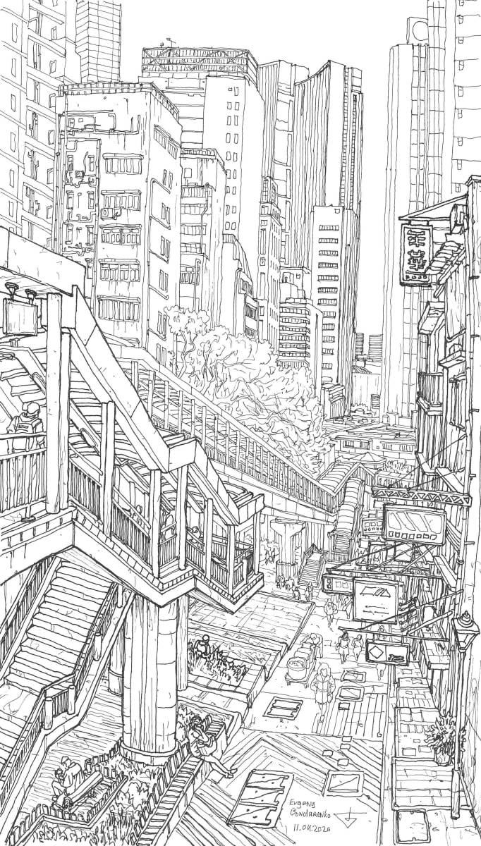 Hong Kong Central Escalator by Gene Bond 