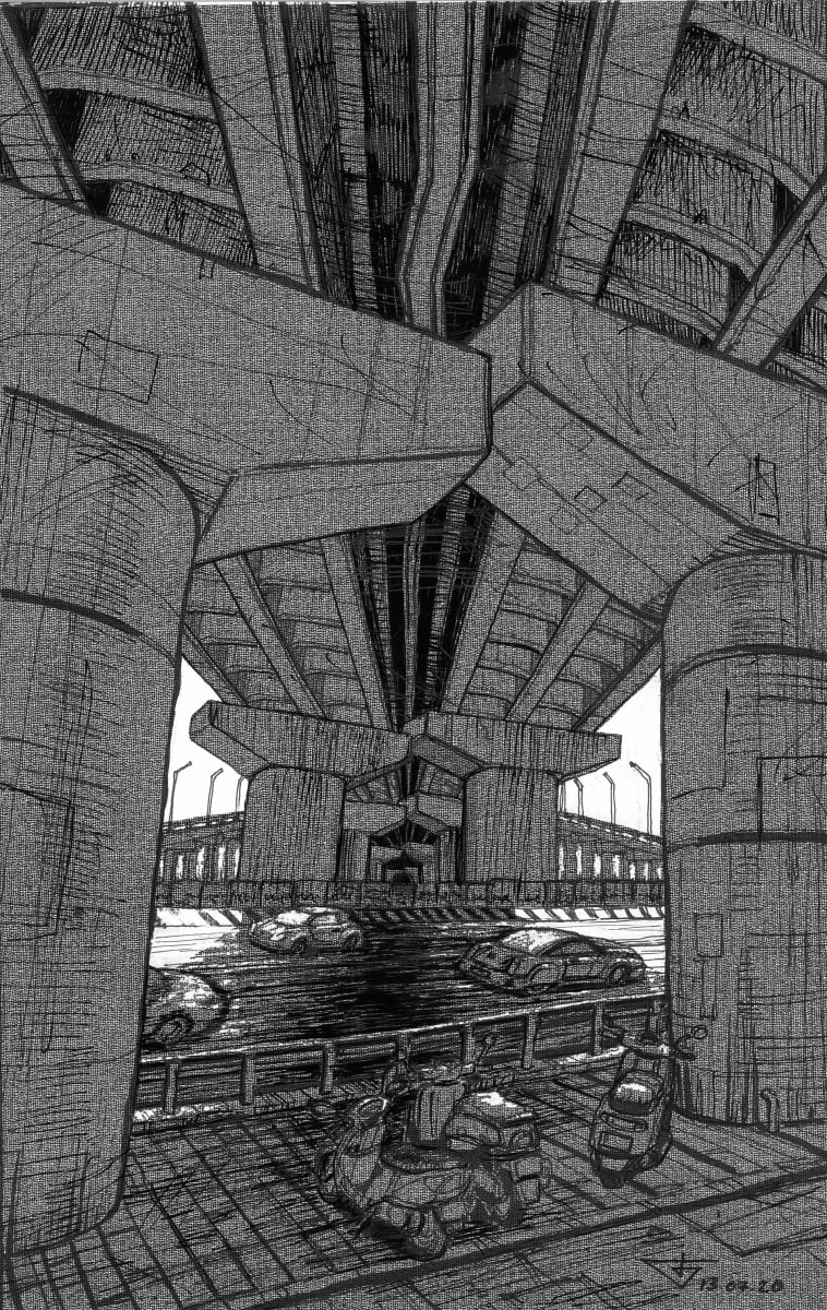 Under long bridge. Taiwan by Gene Bond 