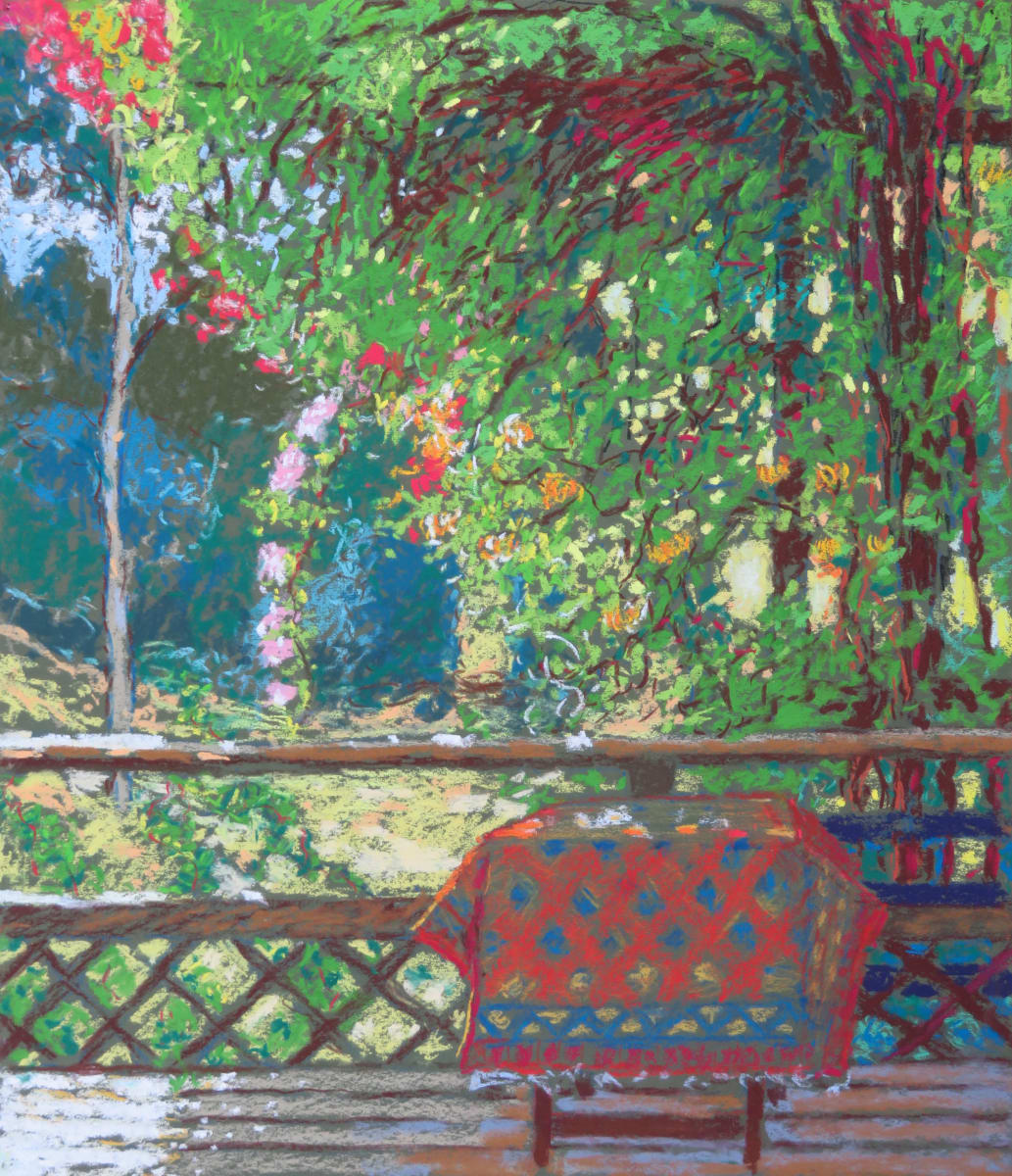 LS48: Pergola on the Deck with Albertine, American Pillar, Honeysuckle and Kelim from Bursa - 2nd July 2020 