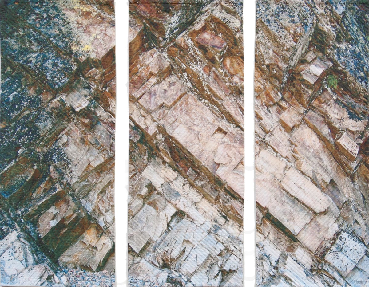 Pink Rock Triptych by Marilyn Henrion  Image:  Pink Trick Triptych