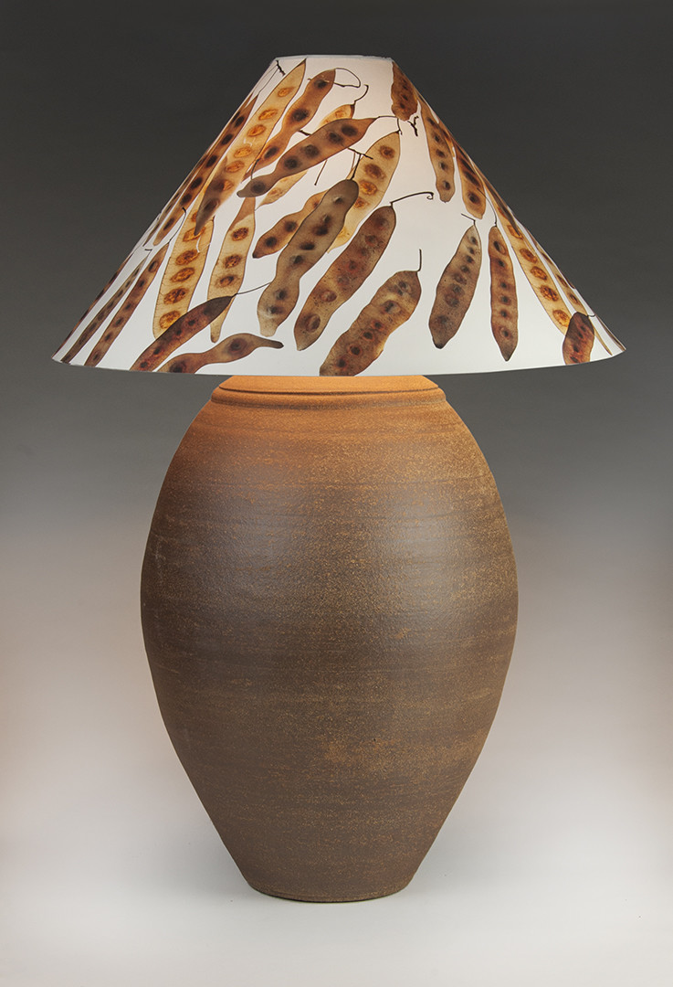 Lamp with unglazed base (Sonodora pods) by Stephen Procter 