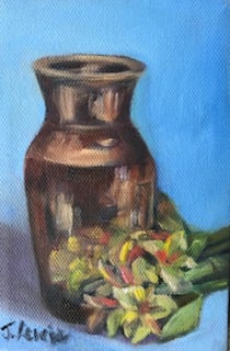 Brass Vase and Flowers by Jean Lewis 