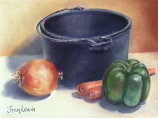 Cast Iron Pot with Vegetables by Jean Lewis 