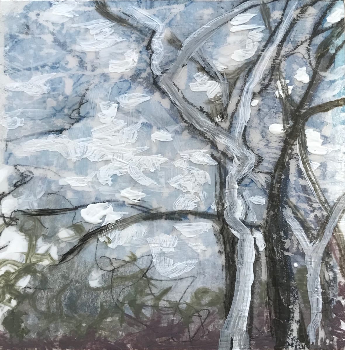 Winter Tree Study, 4x4 by C. Clinton, Image 1.