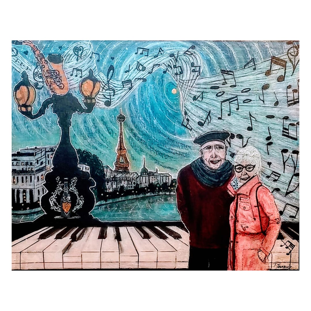 Parisienne Anniversary by Studio Tremblay  Image: COLLECTOR COMMENT:

We love how you transformed that little photo we sent you from Paris into this wonderful reminder of our 50th anniversary trip.  You really captured the essence of what we love about Paris, including the cafe' music and the lamps that stand along our favorite streets and bridges near the Seine .  It's a great addition to our collection.  

Marilyn