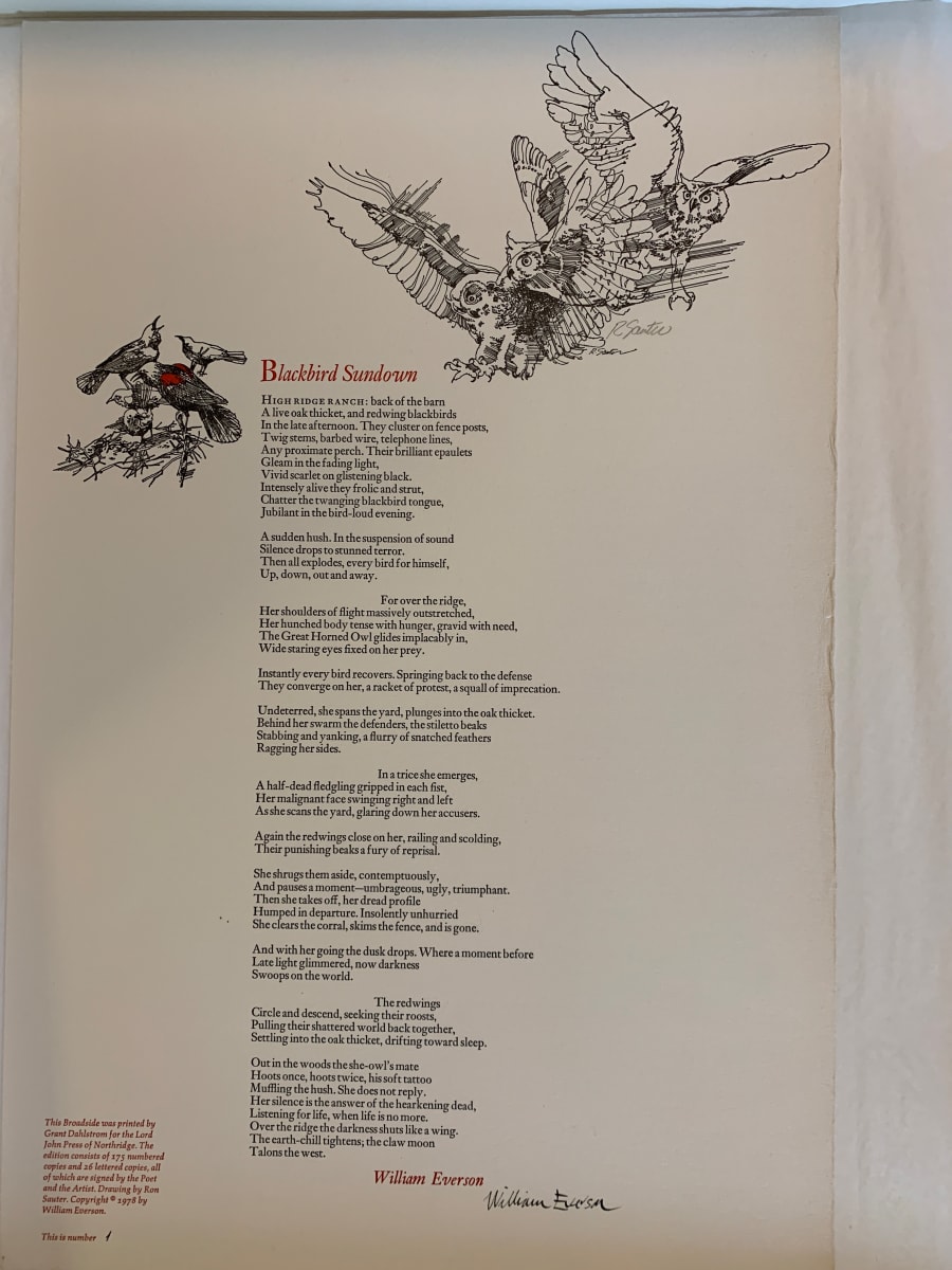 Blackbird Sundown by Brother Antoninus/ William Everson, Ron Sauter 