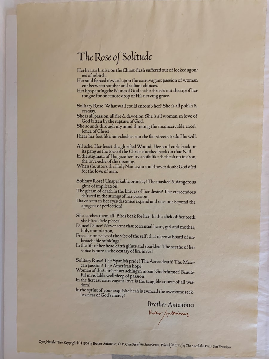 Rose of Solitude by Brother Antoninus/ William Everson 