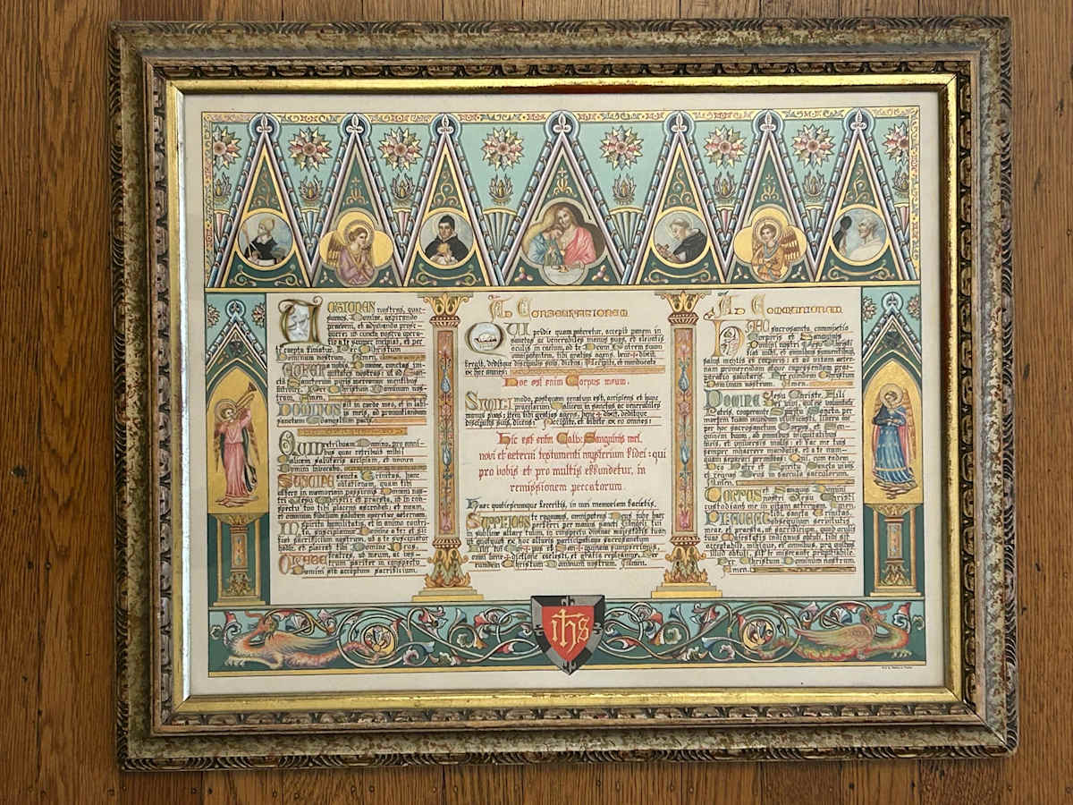 Altar Cards (Dominican Rite) by Dominican Nuns Corpus Christi Monastery  Image: "Ad Consecrationem" Altar Card  - prayers recited at reception of the Eucharist
(18.75" x 22.75")