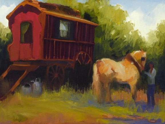 Untitled - Gypsy Cart with Horse 