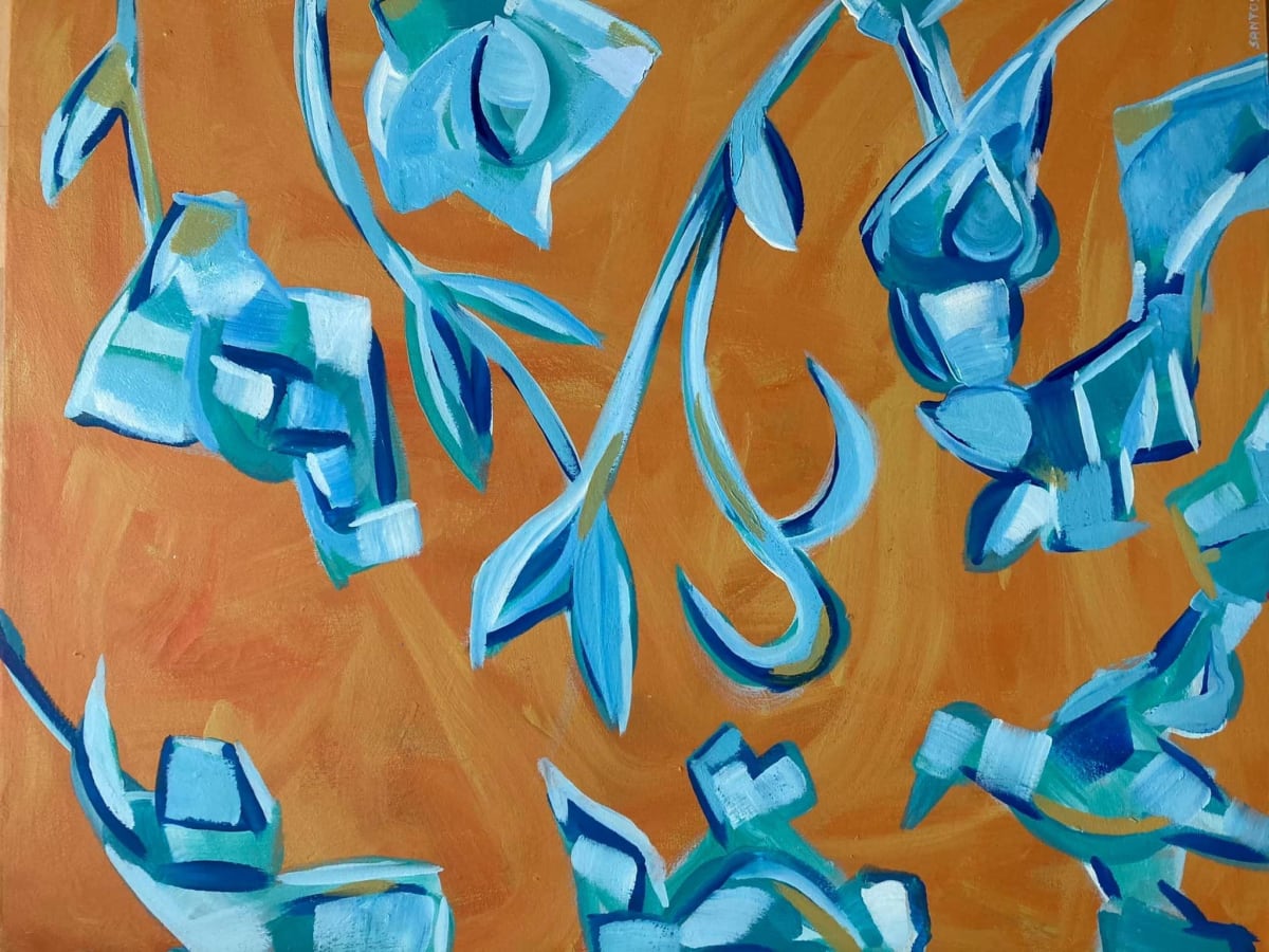 Blue & Orange Shape Flower by Jose Santos 