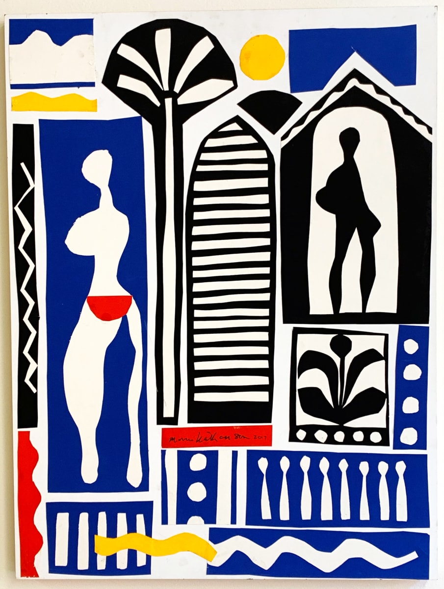 Carib Women, Lattice, and Palm Tree by Morris Nathanson 
