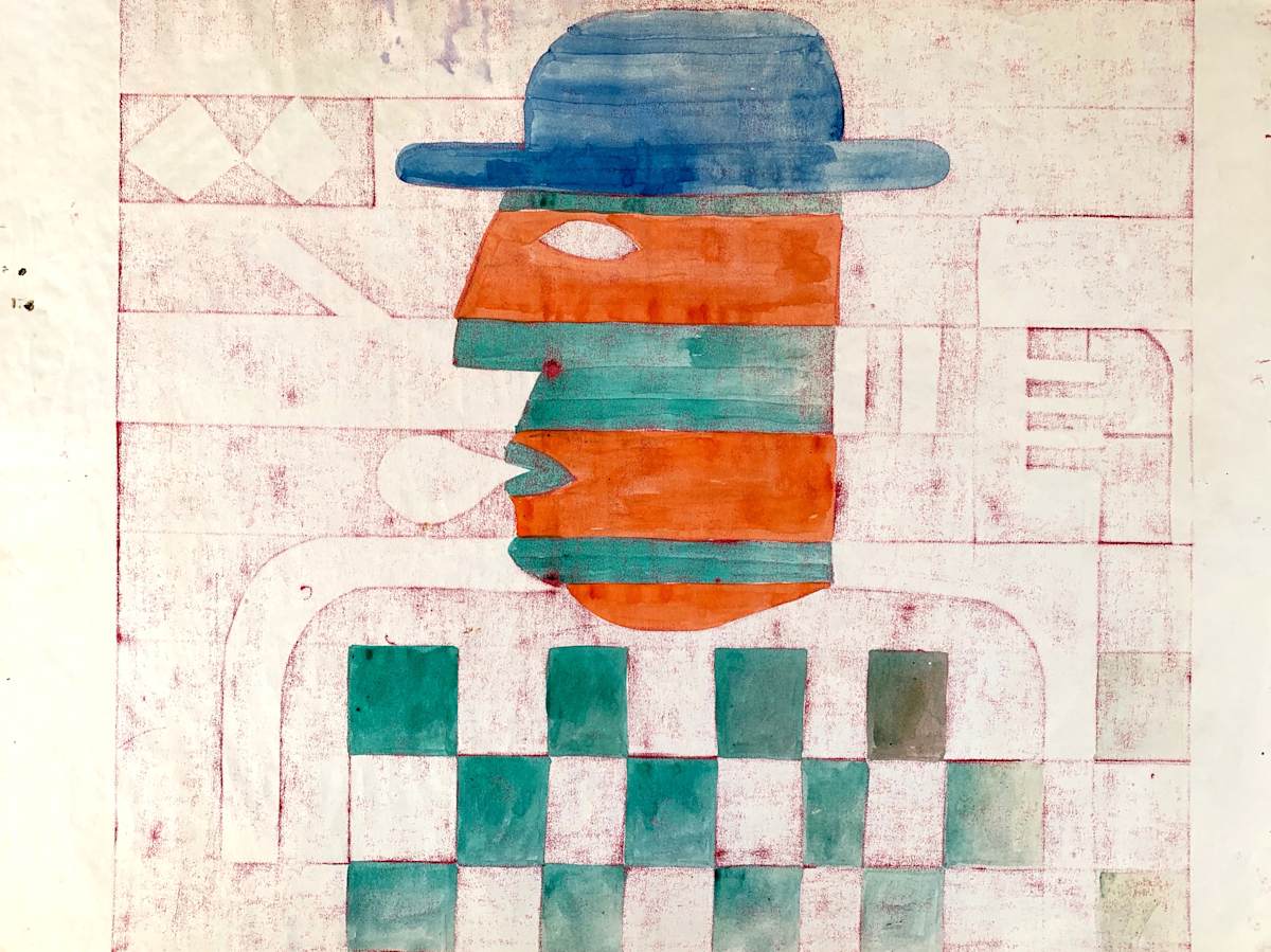 Man with Hat and Pattern by Morris Nathanson, Image 1.