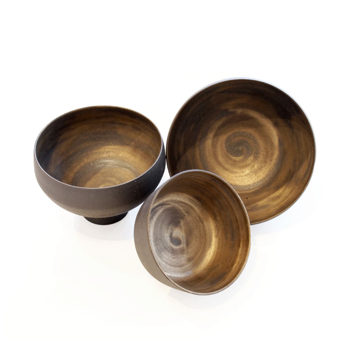 Black and Bronze Ceramic Bowls by Lilith Rockett 