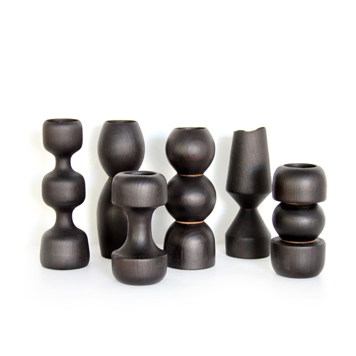 Hand worked Wood Candle Holders by Sebastien Pochan 