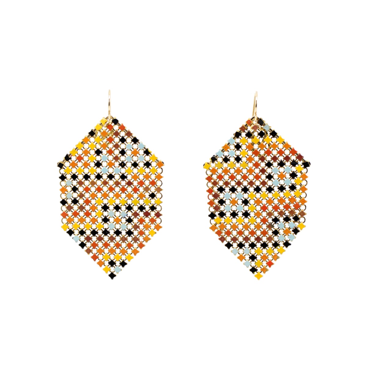 FESTIVAL MESH EARRINGS by Maral Rapp  Image: Bright, colorful earrings featuring metal mesh from a vintage/antique, hand-enameled flapper purse (circa 1920-1930s.)