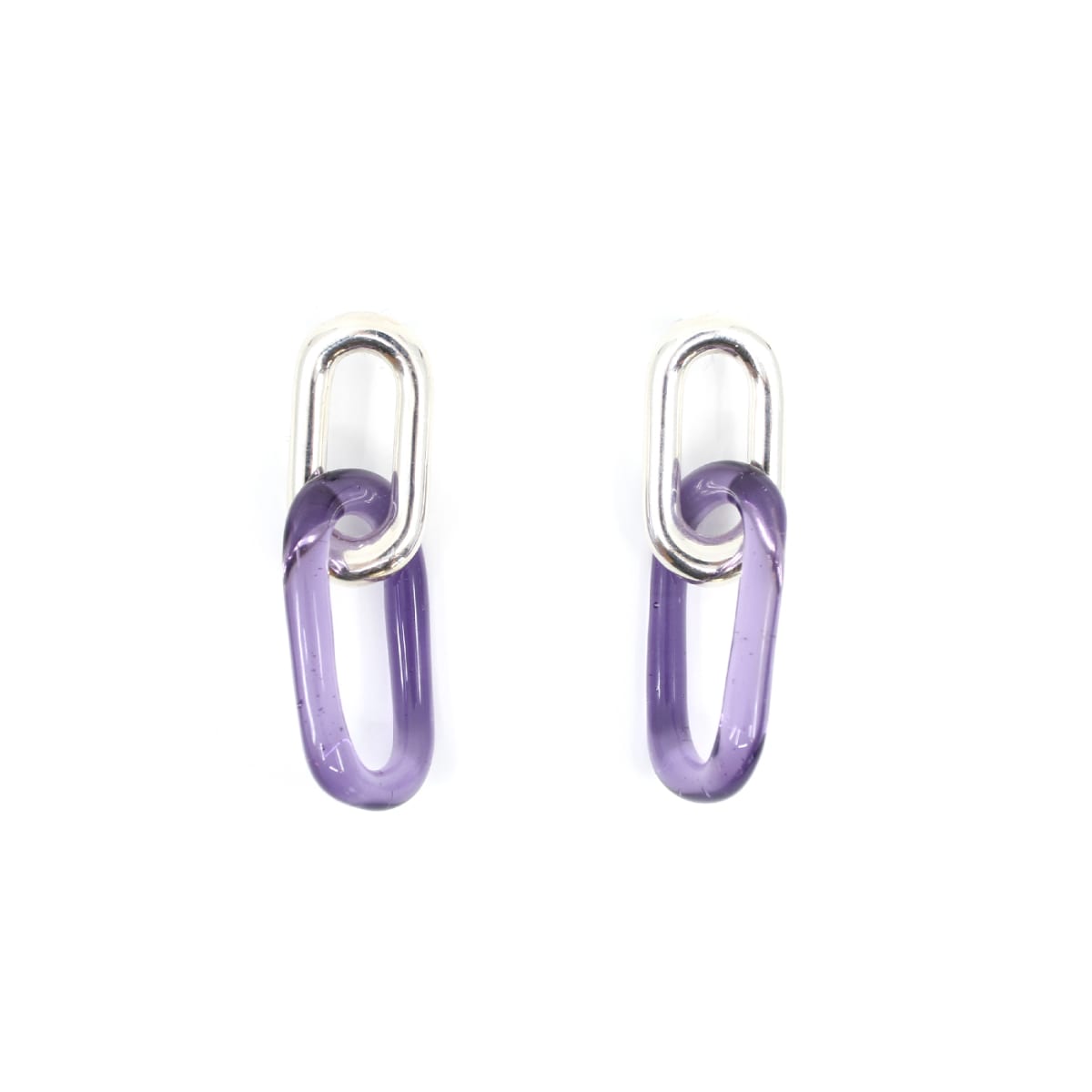 Purple Oval Link Earrings by Jane D'Arensbourg 