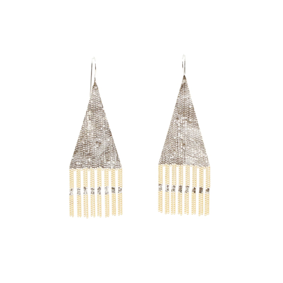 Long Beaded Earrings by Hannah Keefe  Image: Silver and brass earrings