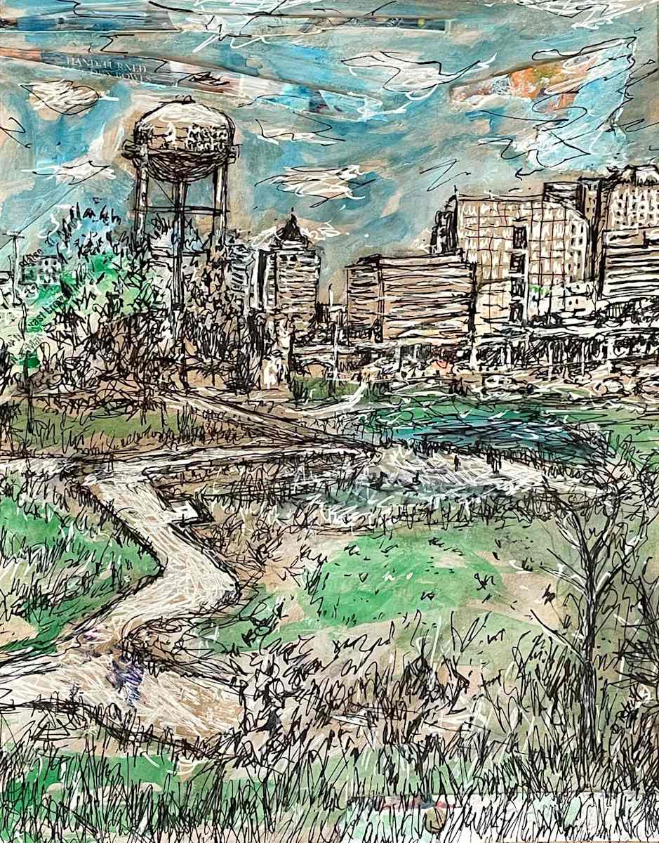 Audubon Views by Dawn Petrill  Image: Audubon Views- Mixed Media Drawing on Toned Paper