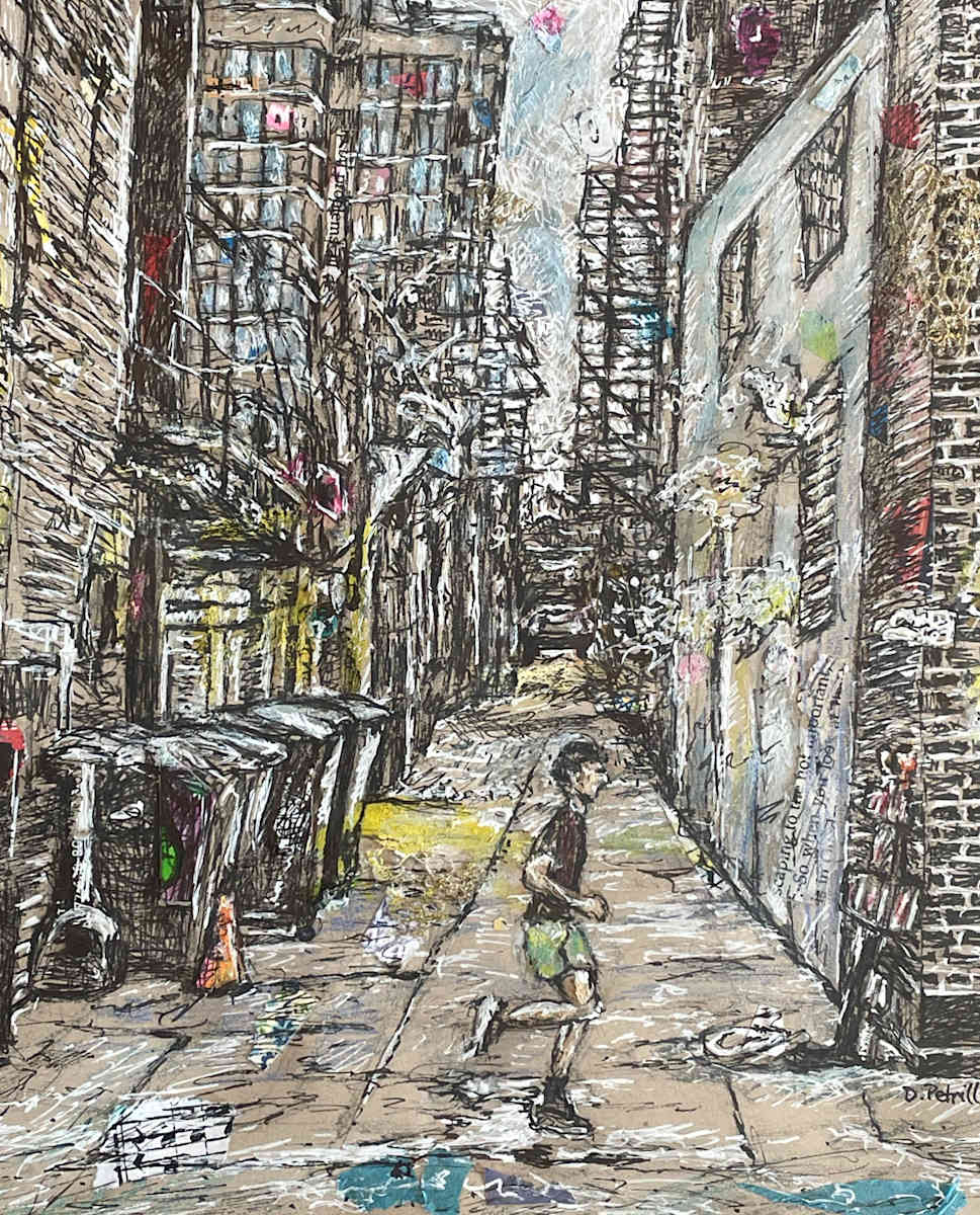 Runner by Dawn Petrill  Image: Runner- 10" x 8"- Mixed Media Drawing on Toned Paper