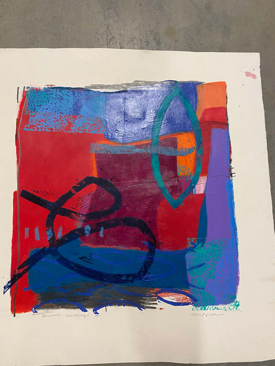 Abstract Landscape 7 - mono print by Meg Bernet 