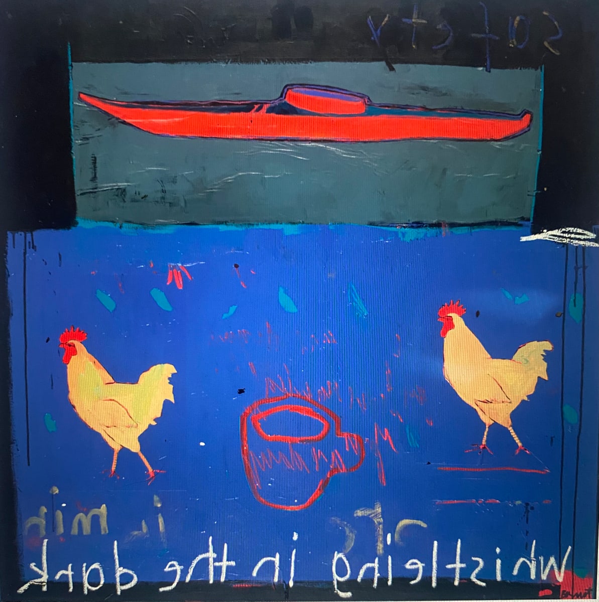 Kayak and Chickens - Giclee, Image 1.