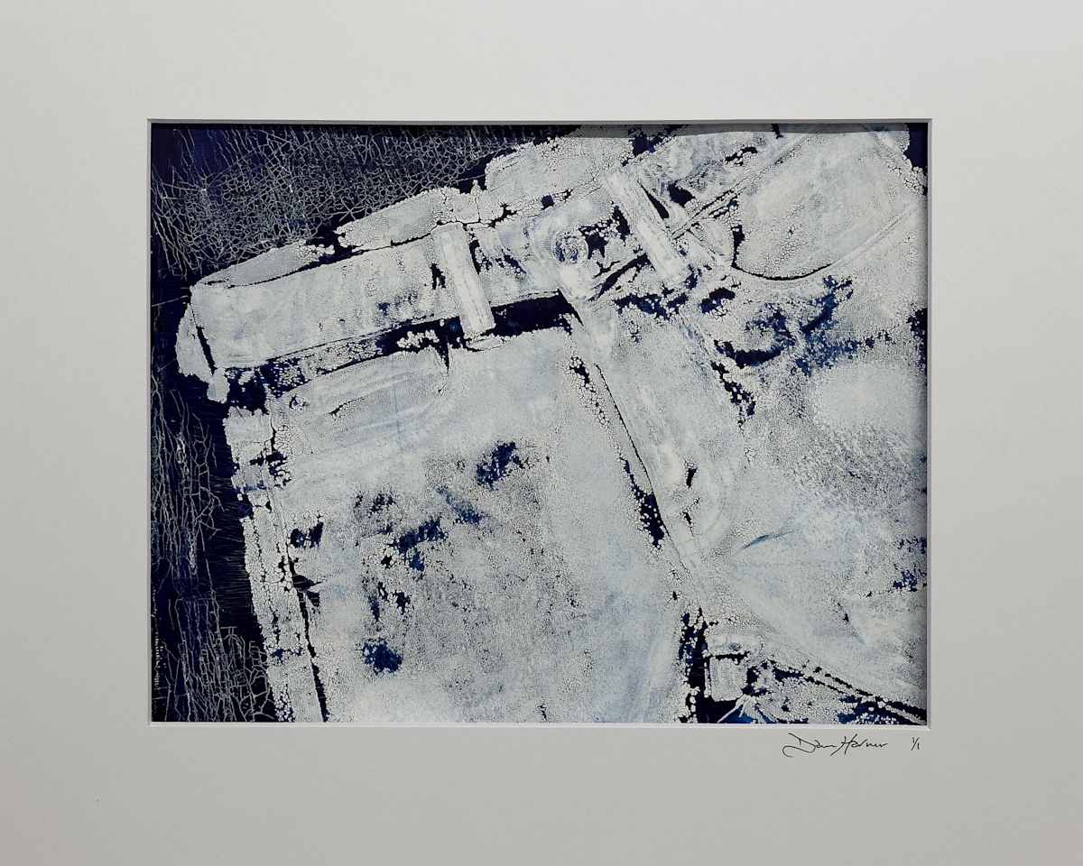 Faded Blues#10 by Dawn Harmer  Image: 11x14 Monotype Print in 16x20 acid free white mat