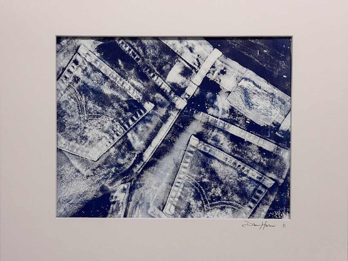 Faded Blues #11 by Dawn Harmer  Image: 11x14 Monotype Print in 16x20 acid free white mat