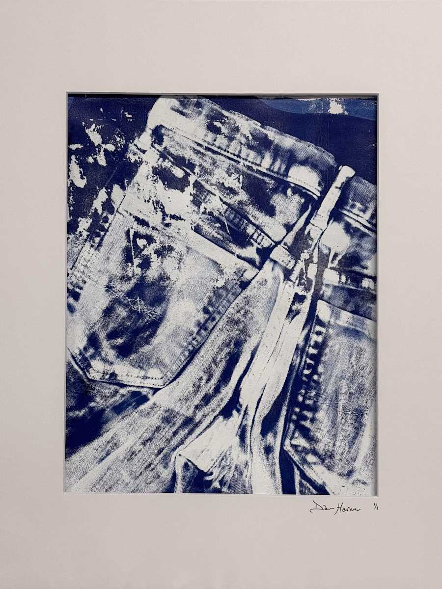 Faded Blues #14 by Dawn Harmer  Image: 11x14 monotype print with 16x20 archival white matting