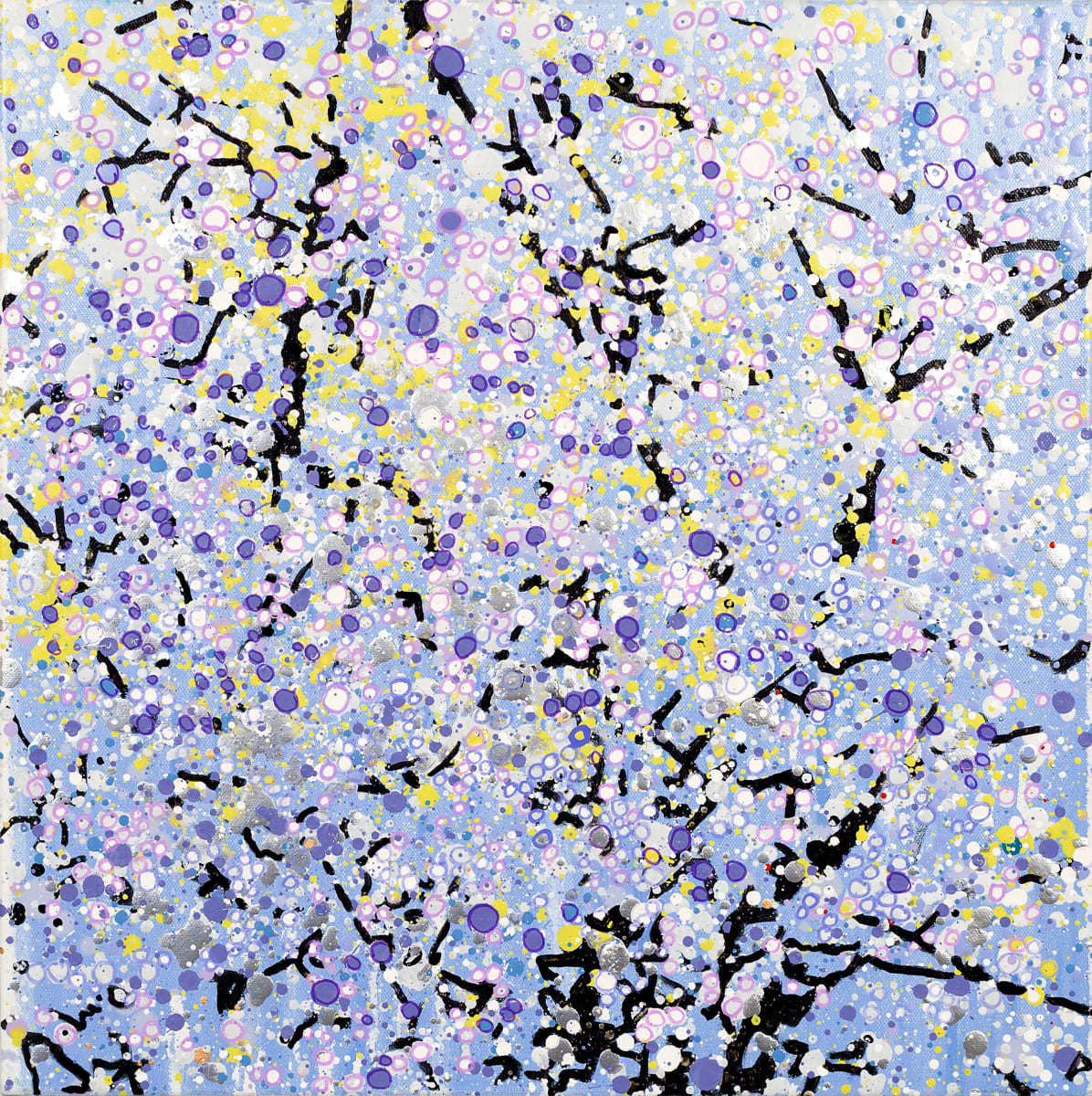 Almond Tree - Valbonne by Leslie Parke  Image: "Almond Tree - Valbonne", 18 inches x 18 inches, oil, metallic paint, and acrylic markers on canvas, © 2022 Leslie Parke