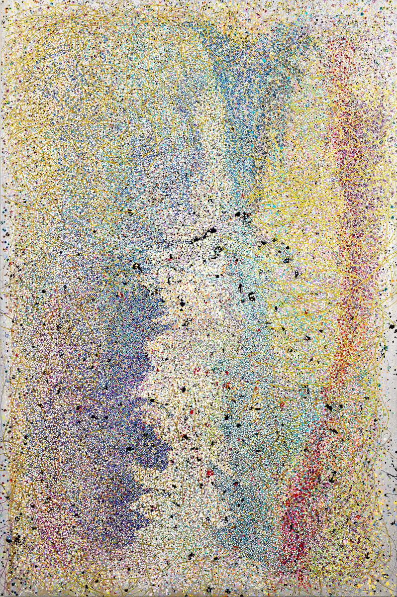 ENERGETIC CODING by Leslie Parke  Image: "Energetic Coding," 60 inches x 40 inches, oil paint and acrylic paint on canvas, ©2024 Leslie Parke
