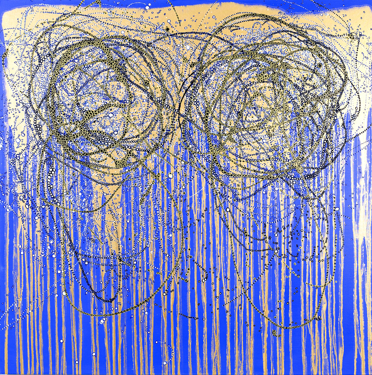 Light Weaver by Leslie Parke  Image: "Light Weaver", 48 inches x 48 inches, oil, metallic paint and acrylic marker on canvas, © 2022 Leslie Parke