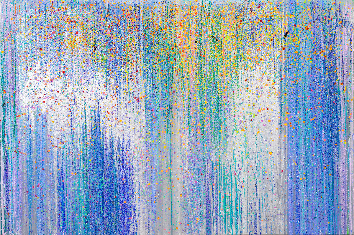 Luminous Morning by Leslie Parke  Image: "Luminous Morning," 48 inches x 60 inches, oil and metallic paint and acrylic marker on canvas, ©2023 Leslie Parke