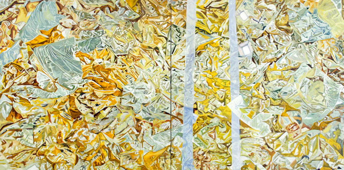 Re-Klein by Leslie Parke  Image: "Re-Klein", 36 inches x 72 inches, diptych, oil on canvas, © 2013 Leslie Parke