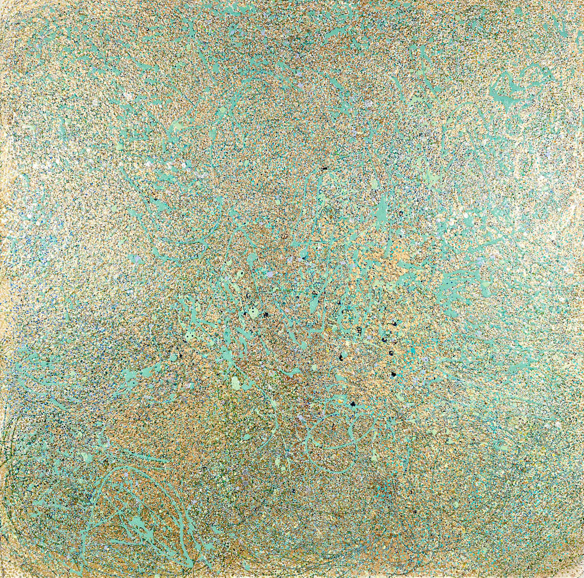 RECEIVING by Leslie Parke  Image: "Receiving," 50 inches x 50 inches, oil paint and acrylic marker on canvas, © 2025 Leslie Parke
