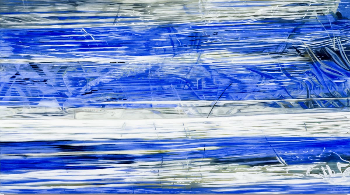 Wrapped Blue by Leslie Parke  Image: "Wrapped Blue", 40 inches x 72 inches, oil on canvas, © 2014 Leslie Parke
