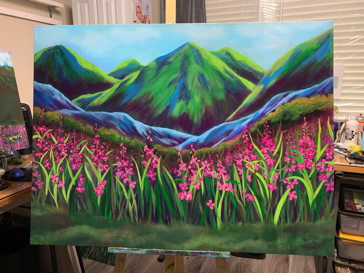 Fireweed Mountains  30x40" by Karen  (Eben) Garcia 