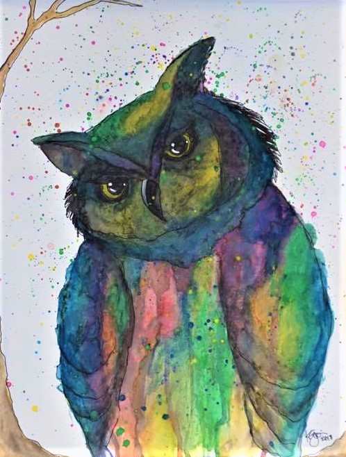 MULTICOLOR OWL by Karen G, Inupiaq Artist, Image 1.