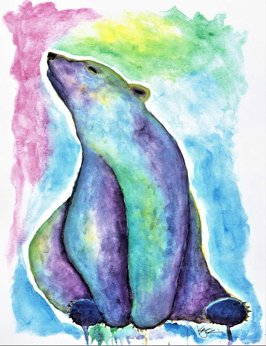 SITTING POLAR BEAR by Karen G, Inupiaq Artist, Image 1.