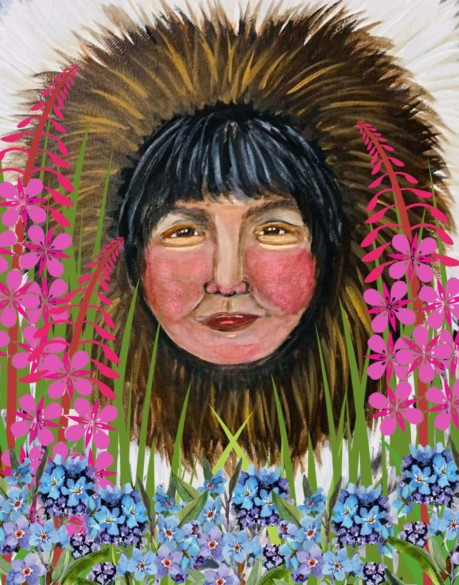 "Fireweed & Forget Me Nots" by Karen G, Inupiaq Artist, Image 2.