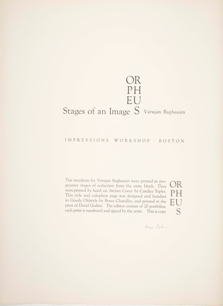 Orpheus, Stages of an Image by Varujan Boghosian 