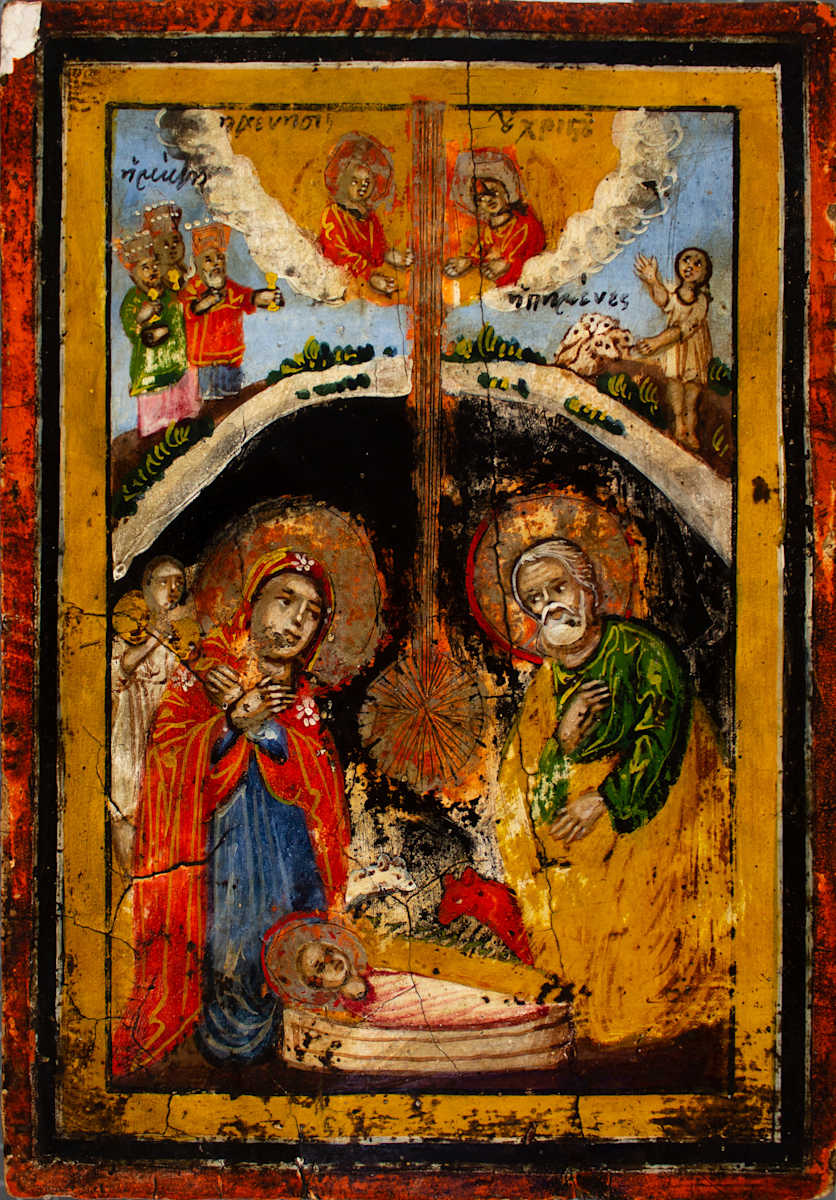 Greek Icon, Nativity Scene by Unknown, Image 1.