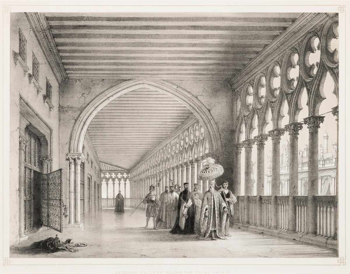 Exterior Gallery Round the Ducal Palace by Joseph Nash, Image 2.
