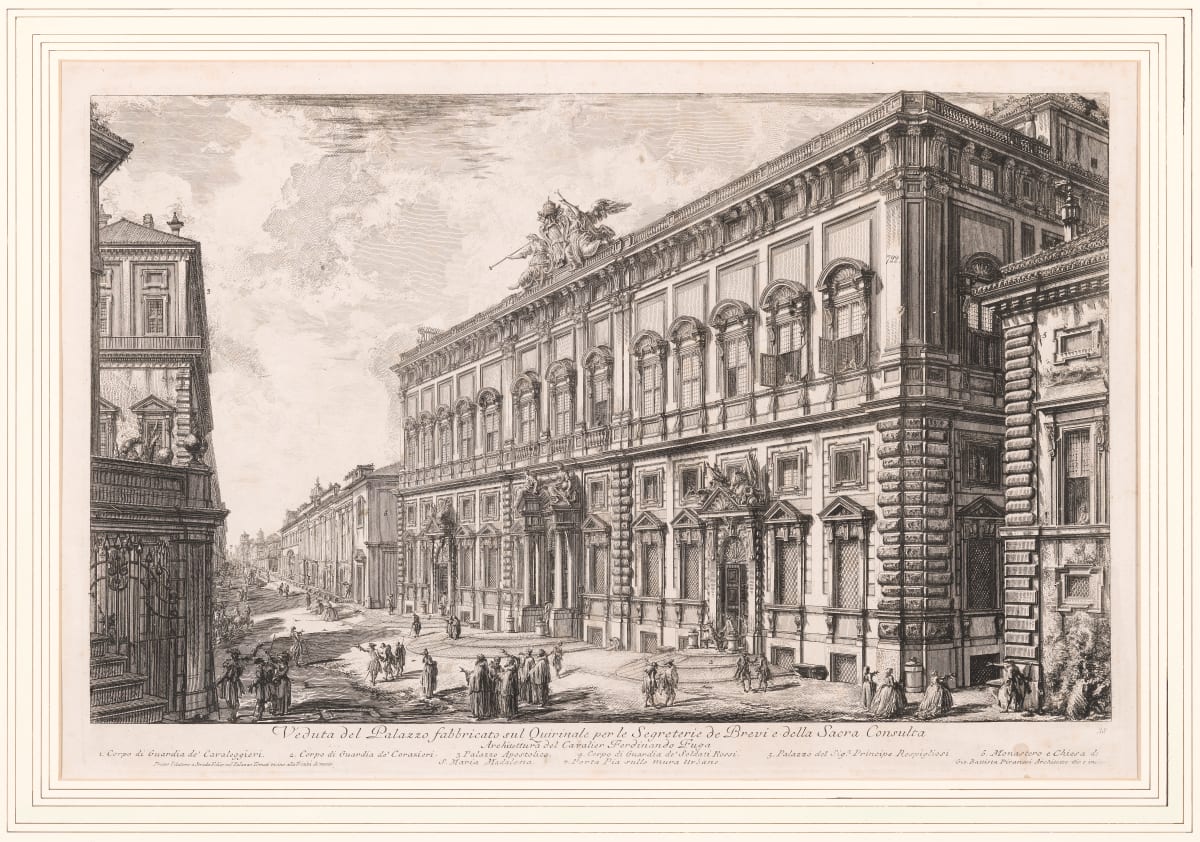 View of the Palazzo della Consulta on the Quirinal housing the Papal Secretariat, from Views of Rome by Giovanni Battista Piranesi 