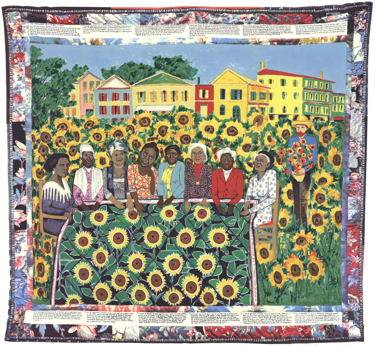 The Sunflowers Quilting Bee at Arles by Faith Ringgold 