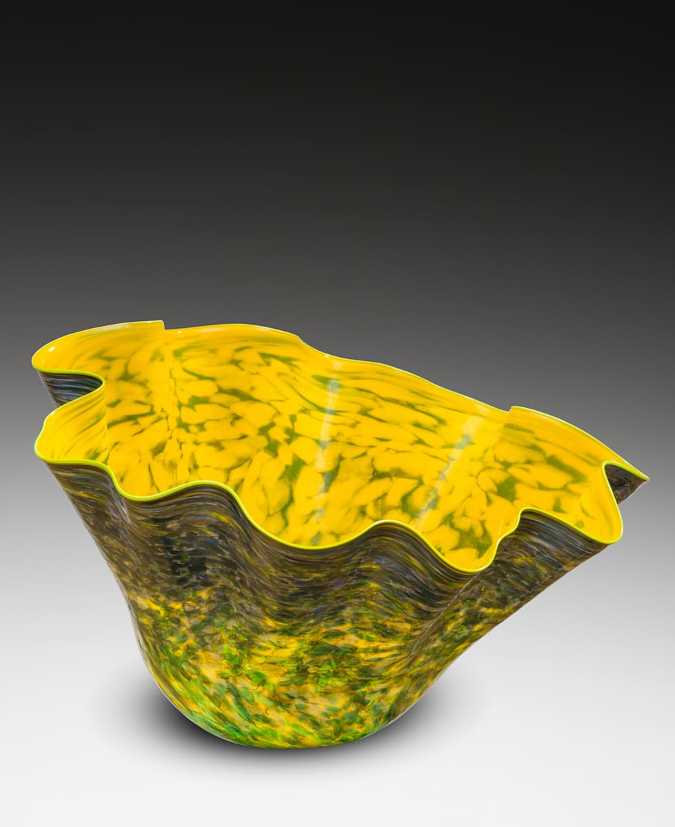 Cassel Yellow Macchia with Sap Green Lip Wrap by Dale Chihuly 
